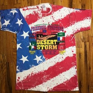 1991 OG Desert Storm M all over flag tie dye shirt